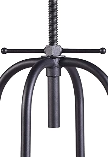 Industrial Bar Stool-Adjustable Swivel Round Wood Metal Kitchen Stool-26-32 Inch-Rustic Farmhouse-Counter Height Extra Tall Bar Height Stool-Arc-Shaped Backrest,Welded,Set of 2