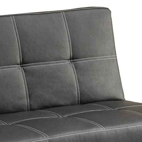 Benjara Leather Upholstered Metal Adjustable Sofa with Square Tuft Design, Black