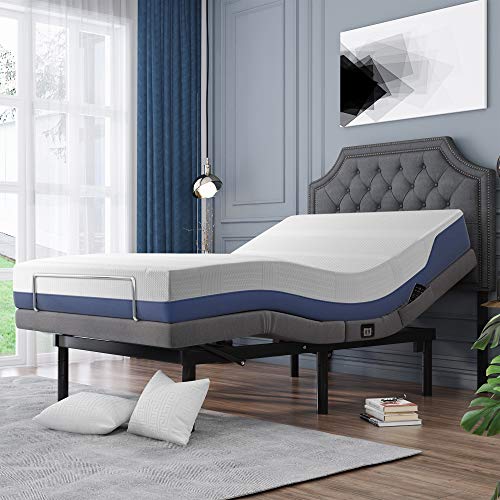 Harper & Bright Designs Adjustable Bed Base with Vibration Massage, Ergonomic Smart Electric Beds Foundation, Wireless Remote Control and LED Night Light, Twin XL, Grey