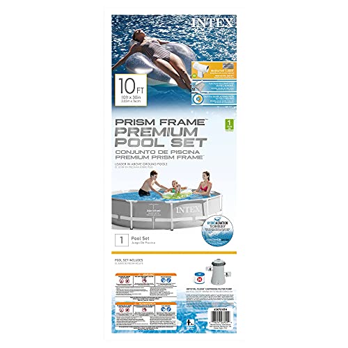 Intex 26701EH Prism Frame Round Above Ground Outdoor Easy Assemble Backyard Swimming Pool with 120V 330 GPH Cartridge Filter Pump (2 Pack)