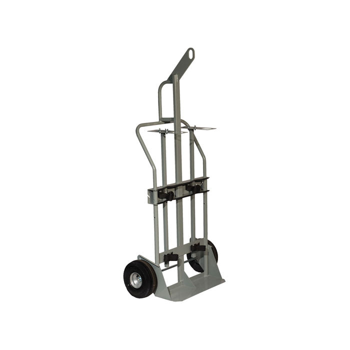 Justrite Double Cylinder Hand Truck With Hoist Ring, 10.5 Inch Pneumatic Wheels