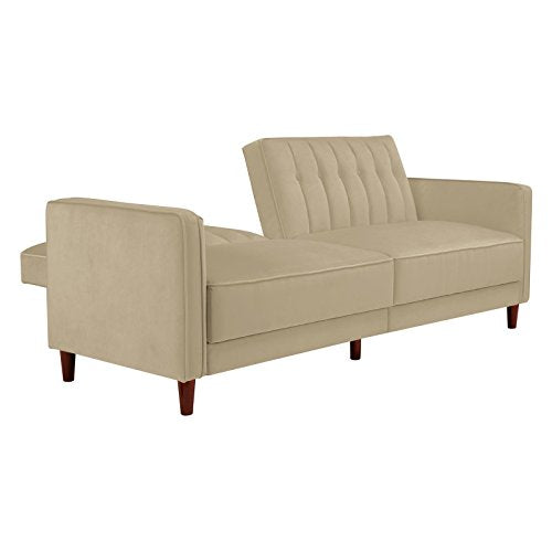DHP Pin Velvet Convertible Sleeper Sofa in Gray