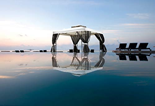 Grand patio 10x10 Feet Patio Gazebo, Straight Leg Outdoor Canopy with Mosquito Netting，Sturdy Tent for Backyard & Party & Event