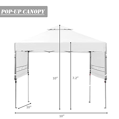 DOIT 10ft x 17Ft Canopies Portable with Dual Half Awnings and Wheeled Carrying Bag,Outdoor Pop Up Canopy Tent Heavy Duty Gazebos for Market, Parties,Exhibitions,Sporting Events (White)