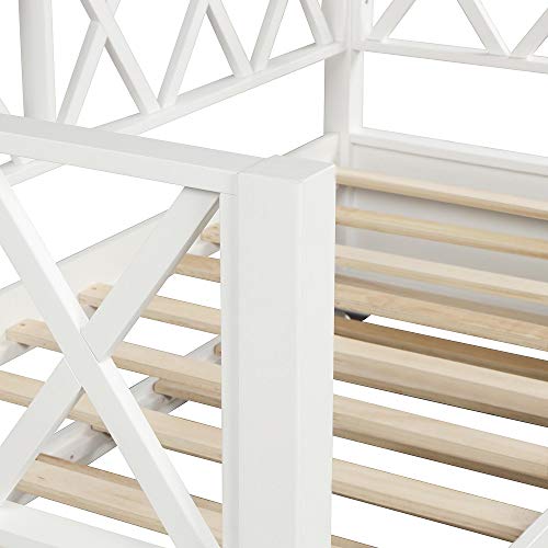 Wood Daybed with a Trundle, Trundle Daybed Twin Size, Standard Twin Bed Frame, No Box Spring Required (White Daybed with a Trundle)