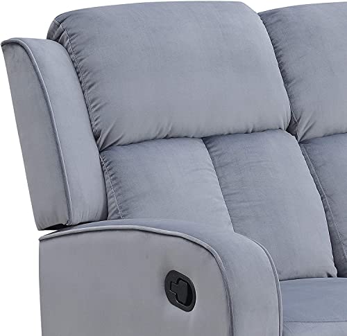 AC Pacific Dale Mid Century Modern Upholstered Living Room Reclining Seat with Curve Arms and Back Cushions, Loveseat, Flint Grey