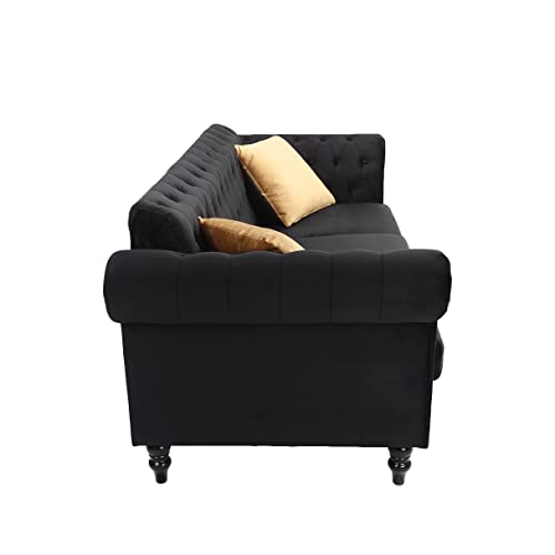 Modern Velvet Sofa with Tufted, Collection Contemporary Velvet Upholstered Couch, 83.8