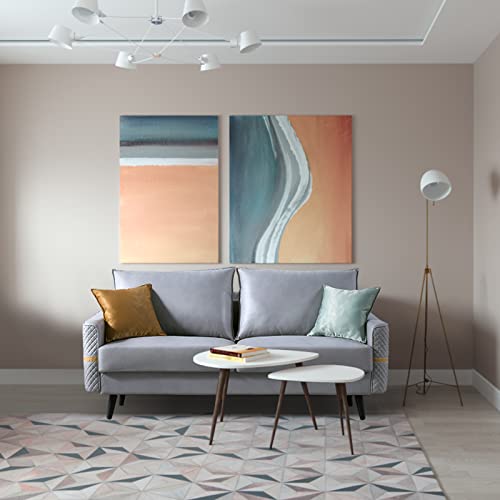 Mi Shangou 72 inch Sofa Couch, Mid-Century 3-Seat Tufted Love Seat for Living Room, Bedroom, Office, Apartment, Dorm, Studio and Small Space, 2 Pillows Included (Light Gray)