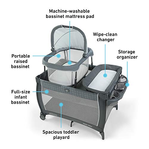 Graco Pack 'n Play Day2Dream Travel Bassinet Playard Features Portable Bassinet Diaper Changer and More, Alaska
