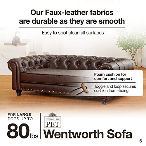 Tufted Sofa Brown Traditional Solid Faux Leather Nailheads