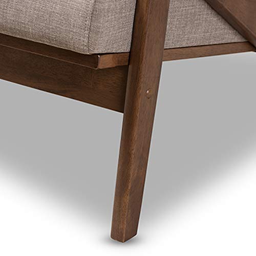 Baxton Studio Bianca Mid-Century Modern Walnut Wood Light Grey Fabric Tufted 2-Seater Loveseat Mid-Century/Light Grey/Walnut Brown/Fabric Polyester 100%