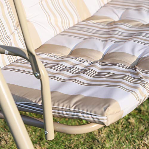 Outsunny 3 Person Outdoor Porch Swing Lounge Chair Bench with Canopy Top- Brown