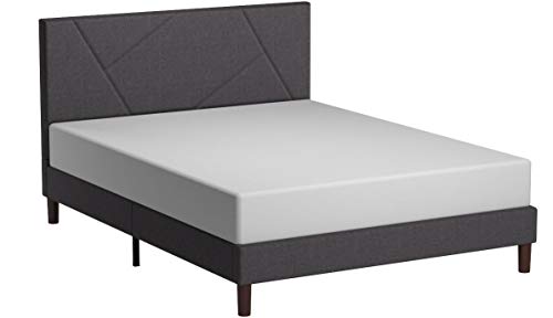 Zinus Judy Upholstered Platform Bed Frame / Mattress Foundation / Wood Slat Support / No Box Spring Needed / Easy Assembly, Queen,Grey