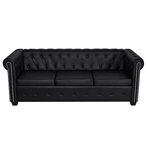 vidaXL Chesterfield 3-Seater Artificial Leather Lounge Seating Black/White