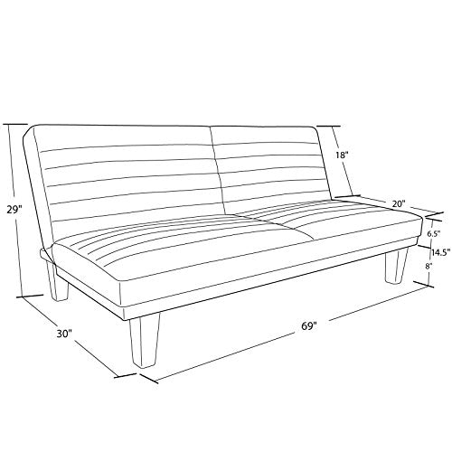 DHP Dillan Convertible Futon with Microfiber Upholstery, Grey