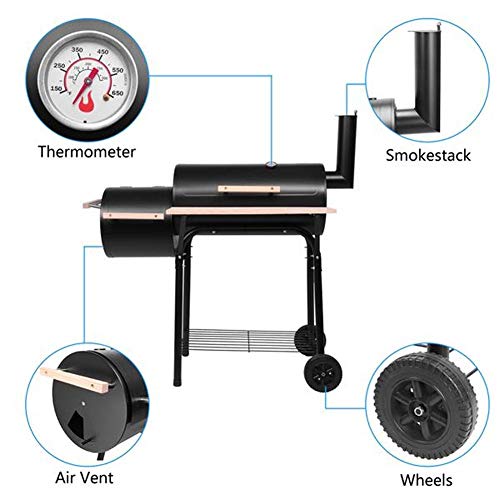 Lovinland Charcoal Grill BBQ Grill with 2 Cooking Area and Wheels for Camping Backyard Party