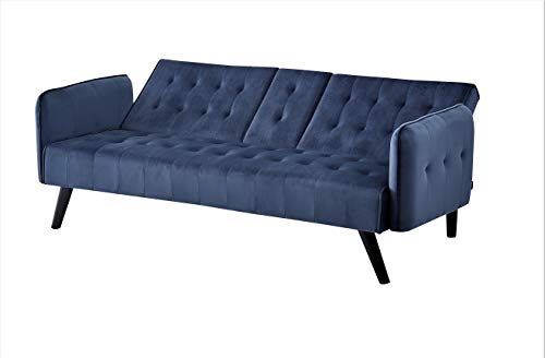 Container Furniture Direct Cricklade Mid-Century Modern Velvet Uphostered Sofabed, Midnight Blue