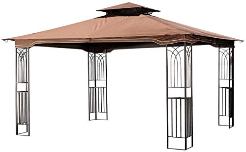 Sunjoy L-GZ798PST-E-A New Regency III Gazebo 10' x 12' with Mosquito Netting, Brown
