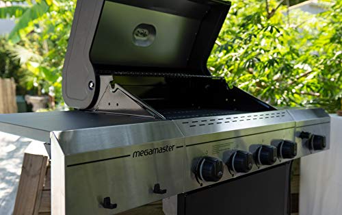 Megamaster 720-0804H 4 Propane, Black/Silver Grill with Side Burner
