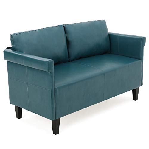 Christopher Knight Home Bellerose Leather Settee, Teal