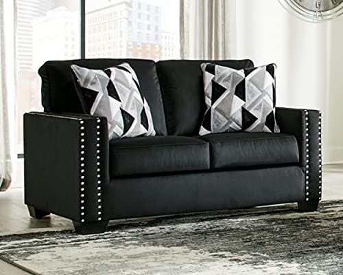 Signature Design by Ashley Gleston Glam Loveseat with Nailhead Trim, Black