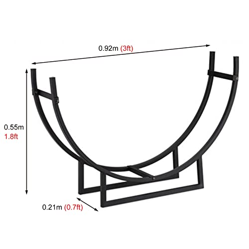 firewood Rack Outdoor Half-Round Outdoor Firewood Rack, Rustproof Black Firewood Holder Stand, Without Cover Log Rack for Backyard Deck, Indoor Fire Pits, Under Eaves