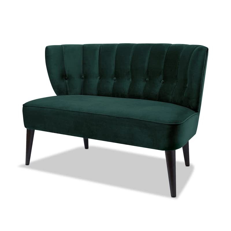 Jennifer Taylor Home Becca Channeled Tufted Settee, Hunter Green
