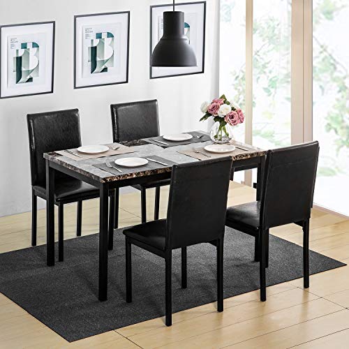 PovKeever Harper Bright Designs 5Pcs Dining Set Kitchen Table Set Dining Table and 4 Leather Chairs