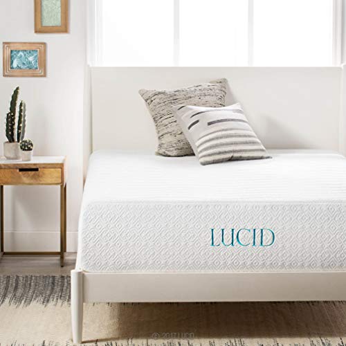 LUCID 14 Inch Medium-Plush Ventilated Gel Bamboo Charcoal Infused Memory Foam Bed Mattress Conventional, California King