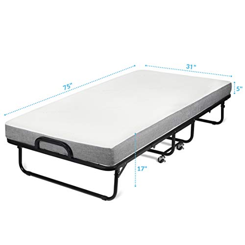 Milliard Diplomat Folding Bed – Cot Size - with Luxurious Memory Foam Mattress and a Super Strong Sturdy Frame – 75” x 31