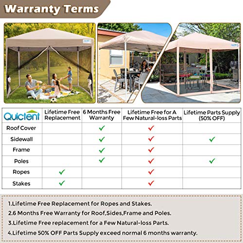 Quictent Ez Pop up Canopy Screened with Netting Instant Screen House Room Tent Mesh Side Walls, Roller Bag & 6 Sand Bags Included (Tan, 10 x 20 ft)