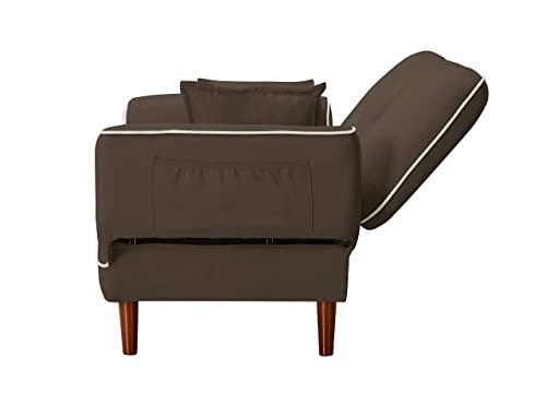 Relax Lounge Sofa Bed Sleeper with 2 Pillows Grey Fabric (Brown + Fabric)