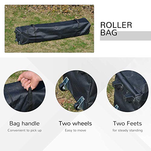 Outsunny 10' x 10' Pop Up Canopy Party Tent with Center Lift Hook Design, 3-Level Adjustable Height, Easy Move Roller Bag, Beige