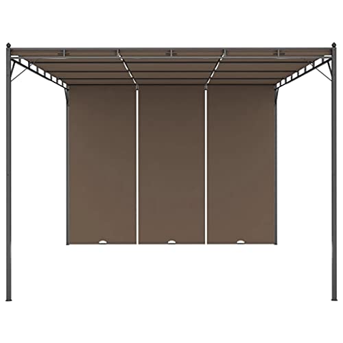 vidaXL Garden Gazebo with Side Curtain 13.1'x9.8'x7.4' Taupe
