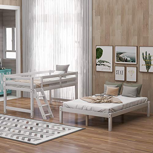 Harper&Bright Designs Twin-Over-Full Bunk Bed with Ladders (White)