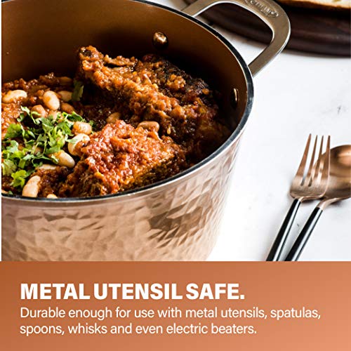 Gotham Steel Hammered Copper Collection – 20 Piece Premium Cookware & Bakeware Set with Nonstick Copper Coating, Includes Skillets, Stock Pots, Deep Square Fry Basket, Cookie Sheet and Baking Pans