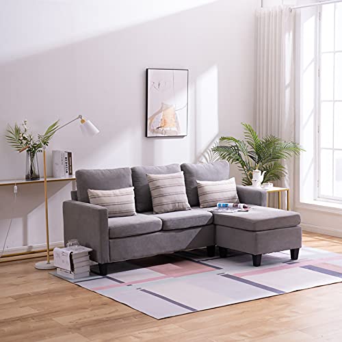 Modern Sectional Sofa, L-Shaped Sofa, Adjustable 2 Seats and 1 Reclining Sofa for Living Room and Small Space Dorm Apartment