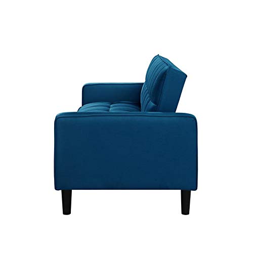 Posh Living Loft Lyfe Toyah Linen Fabric Convertible Sleeper Sofa in Blue