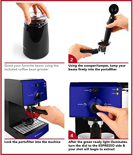 Espresso Machine And Cappuccino Machine With Milk Steamer - 15 Bar Pump, 7-Piece All-In-One Barista Set With Built-In Frother