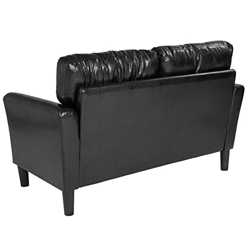 Flash Furniture Bari Upholstered Loveseat in Black LeatherSoft