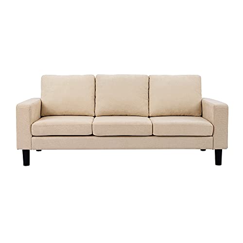 Modern 2 Piece Upholstered Sofa Set Love Seat 2 Seater and 3 Seater Sofa Couch (Beige)