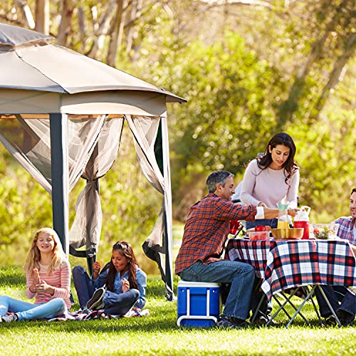 Mavalous Gazebo with Mosquito Netting, Outdoor Pop Up Gazebos for Patios Tent Canopy Pergolas for Shade and Rain (12x12, Brown)