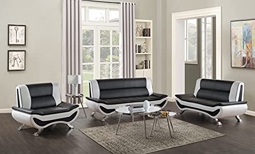 Lexicon Arques Two Tone Faux Leather Living Room Love Seat, 63.5