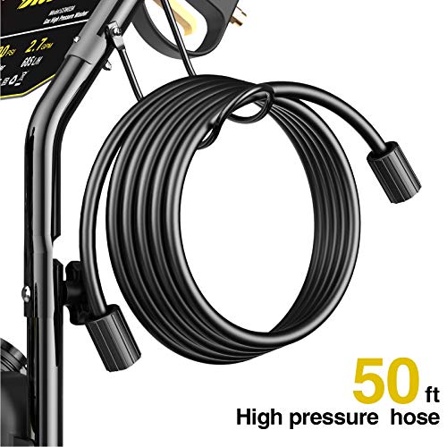 BLUBERY 3600 PSI & 2.7 GPM Gas Pressure Washer, Heavy Duty Power Washer, 50Ft High Pressure Hose&Soap Tank, 5 Adjustable Nozzles, CARB Compliant,Black