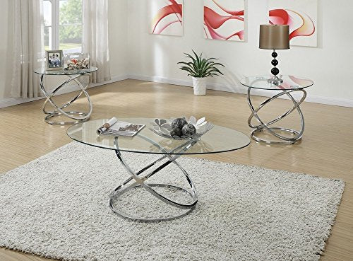 Poundex Occasional Table Set with Spinning Circles Base Design, Multi