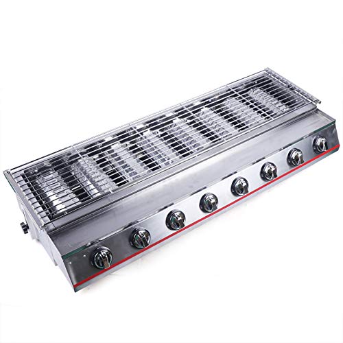 Gas BBQ Grill, 2800Pa Commercial Stainless Steel Tabletop 8 Burners Gas BBQ Grill Multi-function Outdoor Cooker LPG Gas Grill Cooking Grills, Gas Grill for Outdoor Camping Picnic