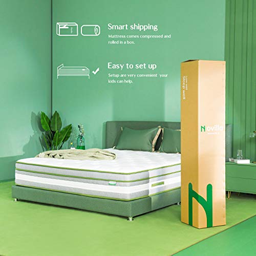 Novilla Full Size Mattress - 12 Inch Vitality Gel Memory Foam Hybrid Mattress, Medium Firm Pocket Innerspring Full Mattress with Edge Support, Motion Isolation and Cooling Sleep White