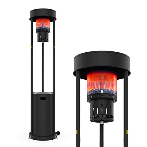 Terra Hiker 55,000 BTUs Outdoor Patio Heater, Commercial Gas Heater, Standing Garden Heater with Wheels for Restaurant, Bar, BBQ, 15-Minute Assembly (Dark Black)