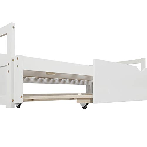 Harper & Bright Designs Extending Daybed with Trundle Twin to King Design Sofa Bed for Living Room or Bedroom Furniture, White