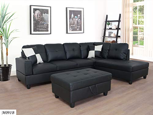 Furniture of Home 3 Piece Sectional Sofa with Right Chaise Lounge Chair/Ottoman with Hidden Storage